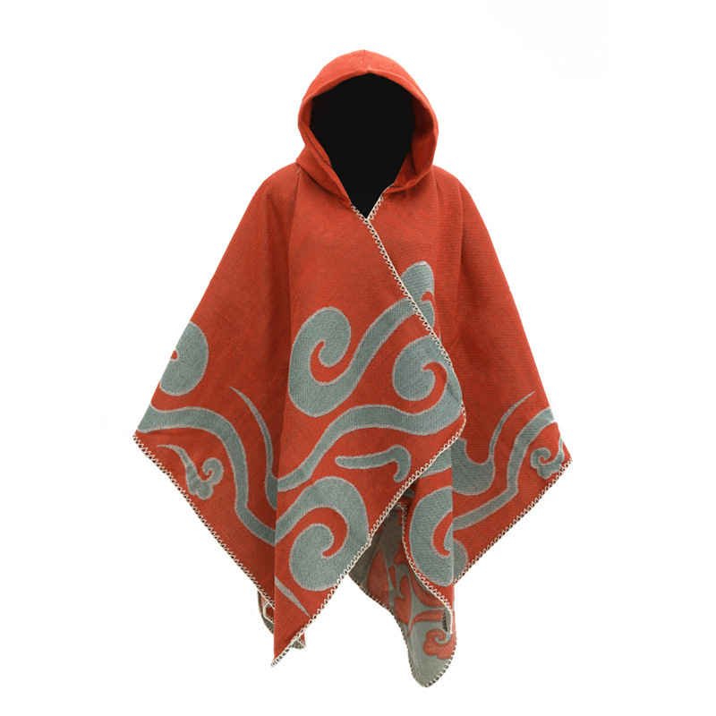  European And American Knitted Cape And Shawl Outer Wear Split Woven Cloak