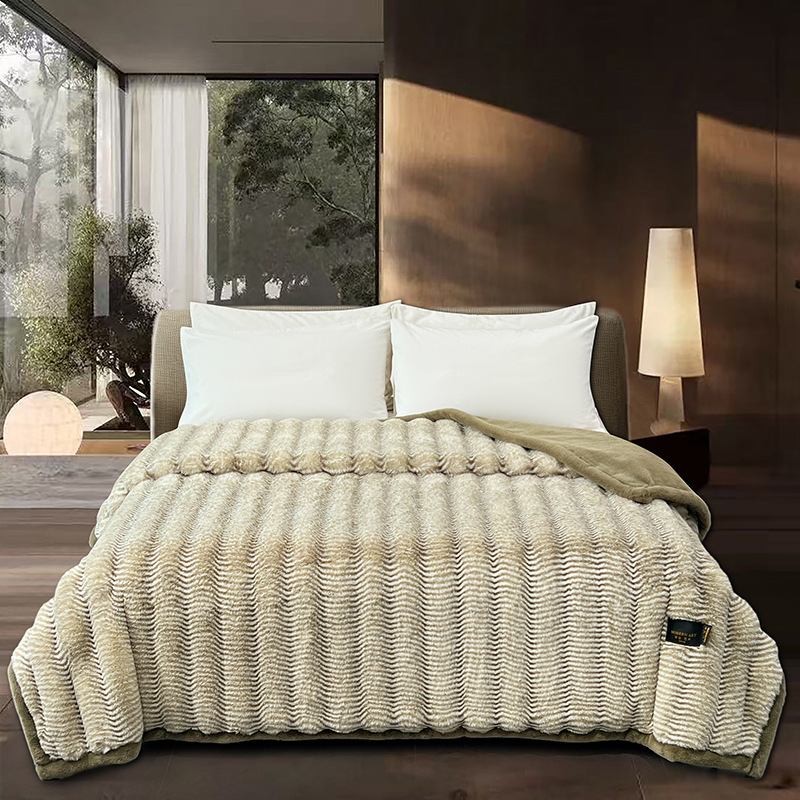 Thickened Faux Rabbit Fur Double-person Warming Blanket