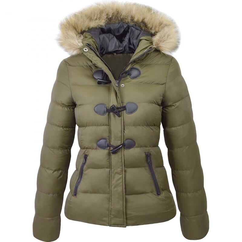  Horn buckle decoration women's cotton coat