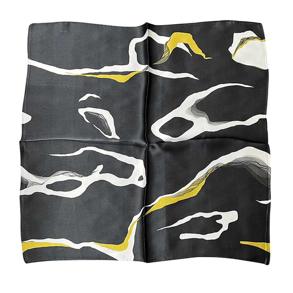  100% Pure Mulberry Silk Women Square Scarf Prints Headband Neckerchief Luxury Female Hair Ornament Female Bandana Scarves 53CM