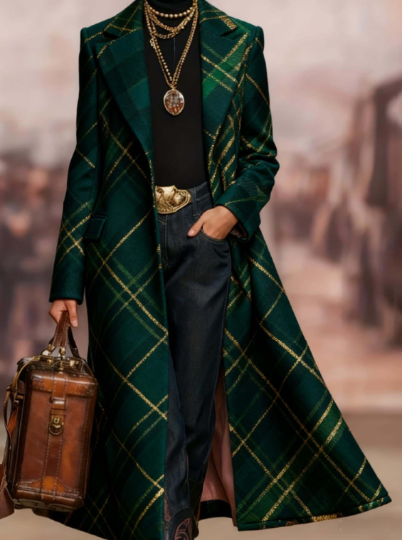  Retro-modern Casual Style Long Suit Coat