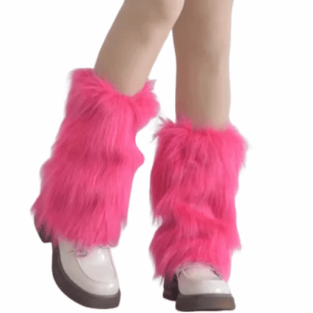  Fashion Faux Fur Furry Leg Warmers Japanese Style 40cm Lolita Boots Cover Soft Y2K Warm Knee Sleeve Autumn/Winter