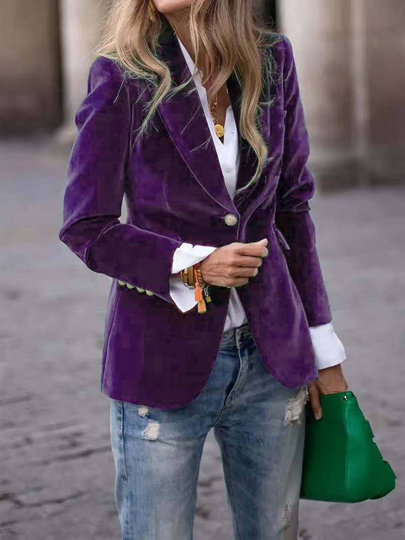  Women's Fashionable Elegant Solid Color Coat