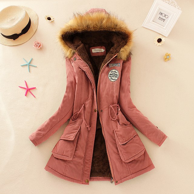  Women's long sleeve lamb wool cotton coat