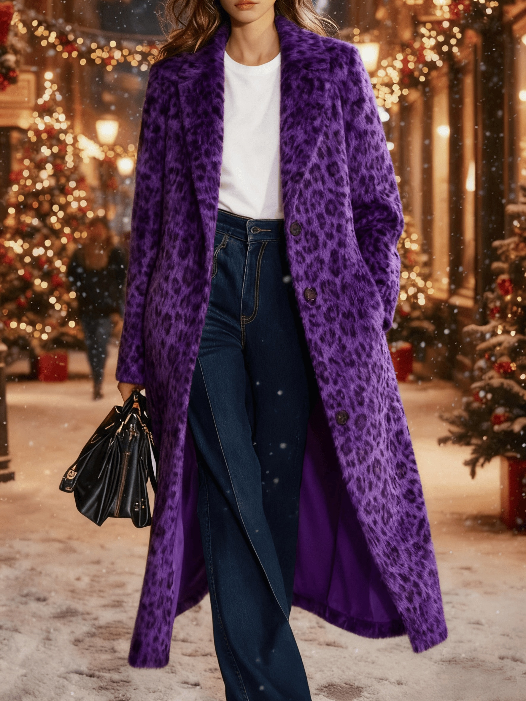  Leopard Print Casual Suit Collar Coat