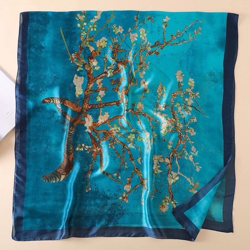  100% Natural Silk Scarf Women Luxury Brand Digital Print Flowers Silk Pashmina Shawl Female Long Bandana Foulard 2020 Oversize