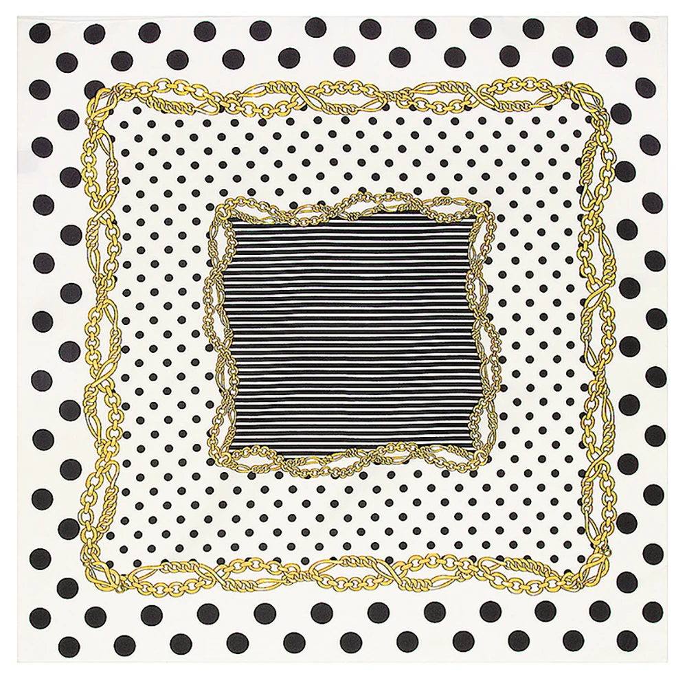  100% Pure Mulberry Silk Women Square Scarf Prints Headband Neckerchief Luxury Female Hair Ornament Female Bandana Scarves 53CM