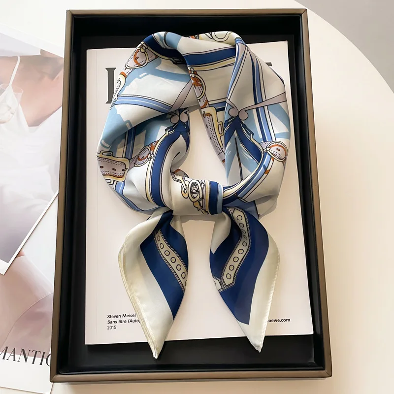  Luxury Twill Square Silk Scarf for Women Design Stoles Hijab Colorful Print Wraps Lady Headband Shawl Bandana 2025 New Foulard