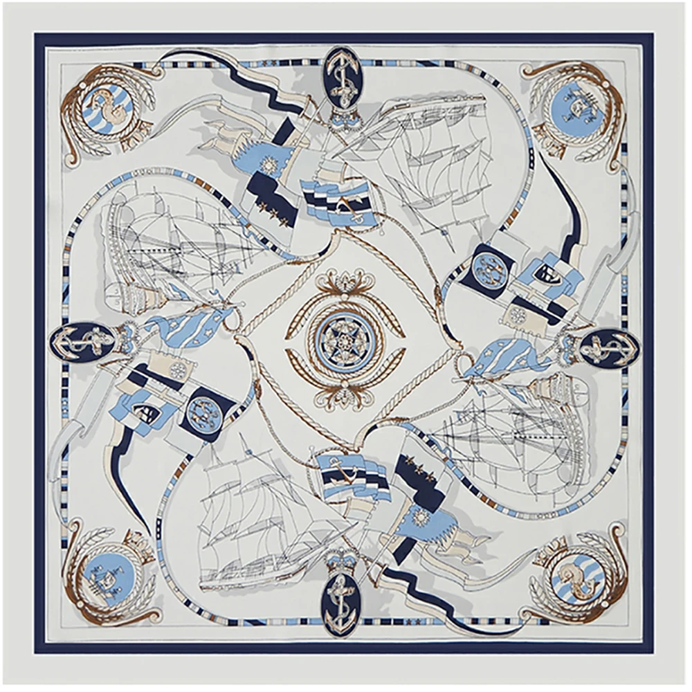  100% Pure Mulberry Silk Women Square Scarf Prints Headband Neckerchief Luxury Female Hair Ornament Female Bandana Scarves 53CM